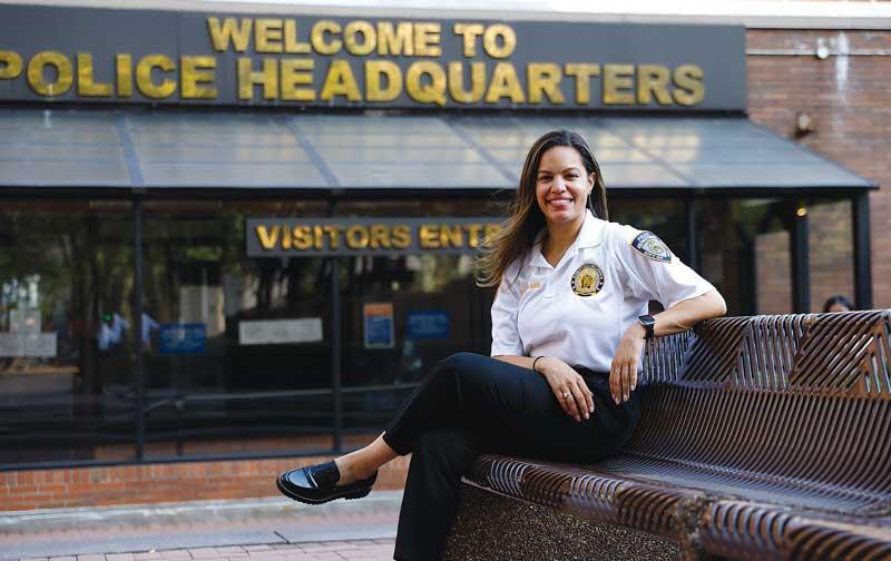 Wendy Garcia in front of Police Headquarters